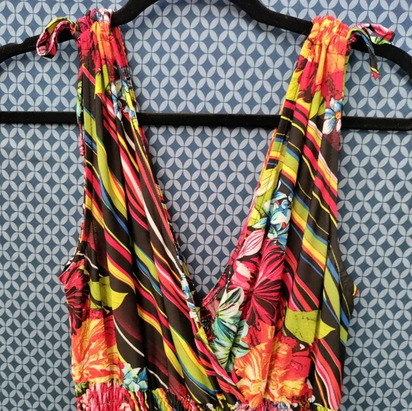 Just Love - Women's long, multicolored floral maxi tank top dress. Size - L - Picture 5 of 6